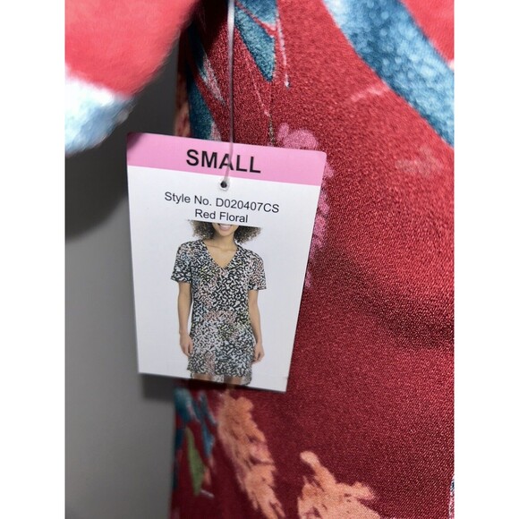 Christian Siriano NY Size Small Red Floral Short Sleeve Shift Dress Hi Low NEW - Picture 4 of 8